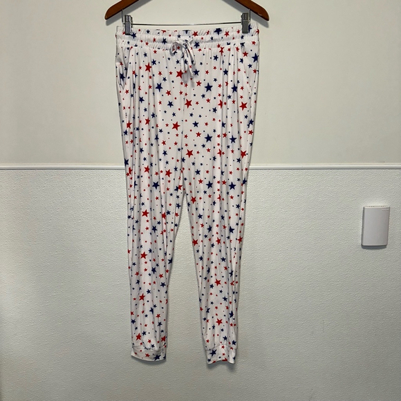 Love Streak Pants - Women's Love Streak Jogger Pants Size M White Red Blue Stars Stars Loungewear